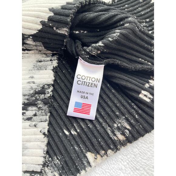 Cotton Citizen Ibiza Crop Tank Top Black White Tie Dye Ribbed Stretch - Medium - Picture 11 of 15